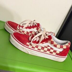 Authentic Vintage 2016 Checkered Vans Red Women’s size 6 Red and White Sneakers